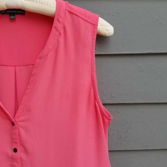 Adrianna Papell Coral Button Down Sleeveless Blouse size Large - Picture 5 of 8